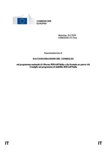 Raccomandazione del consiglio europeo sul programma nazionale di riforma 2020 dell'italia e che formula un parere del consiglio sul programma di stabilità 2020 dell'italia